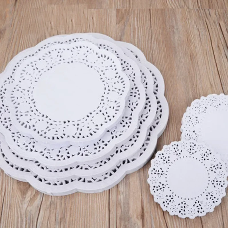 100Pcs/Lot 115mm 140mm 165mm Round Lace Paper Doilies Vintage Coasters Placemat Craft Wedding Christmas Table Decoration