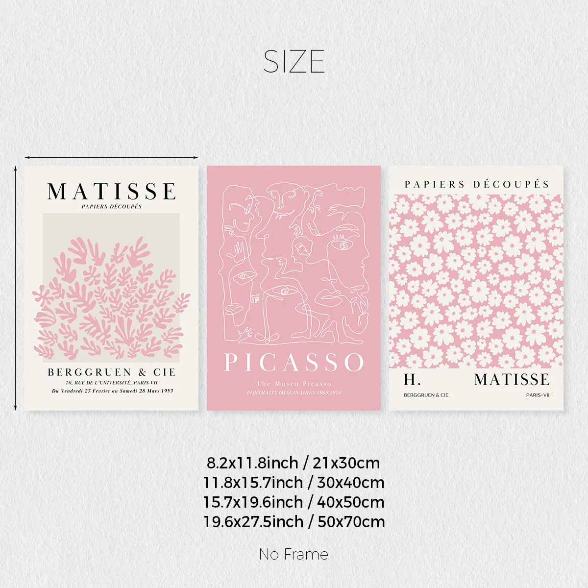3-Piece Set of Pink Abstract Sage Matisse Wall Art Gallery Prints, Picasso Prints, Henri Matisse Canvas Posters, Modern Minimalist Wall Art,