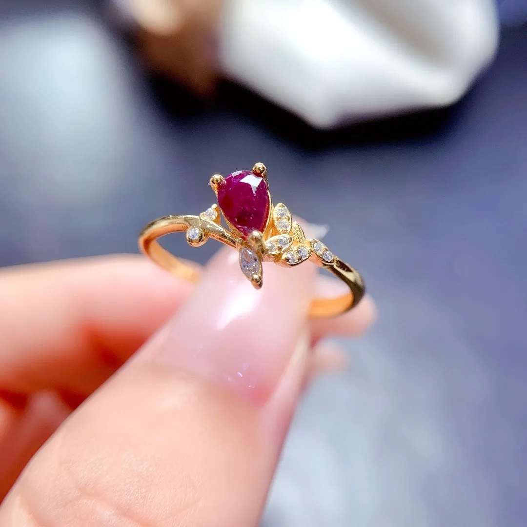 

Simple Design S925 Sterling Silver Natural Ruby Ring Beautifully Wraps Women's Jewelry Gifts