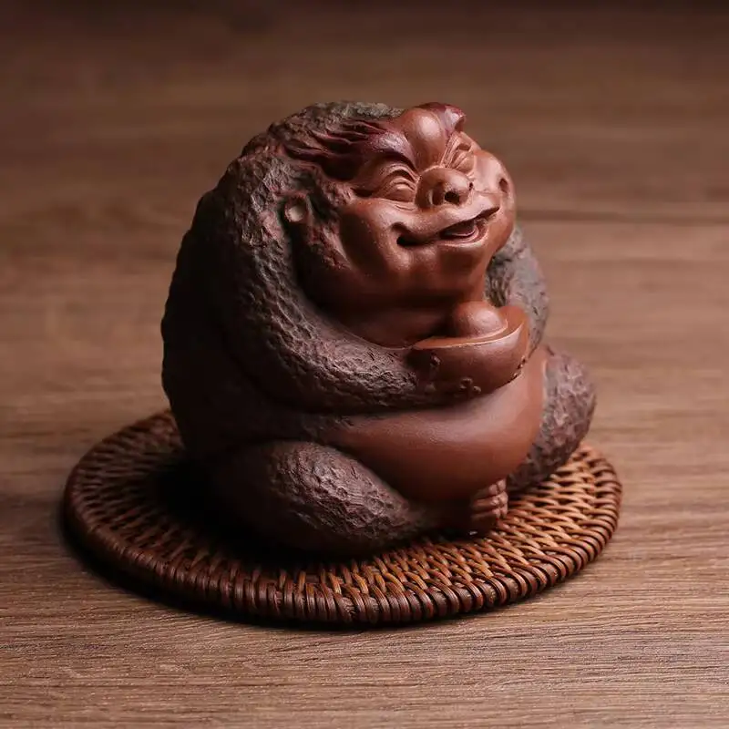 Premium Purple Clay Pet Ornament, Fortune-Bringing Golden Wealth-Giving Toad, Can Be Used As A Night Light, Handmade By He