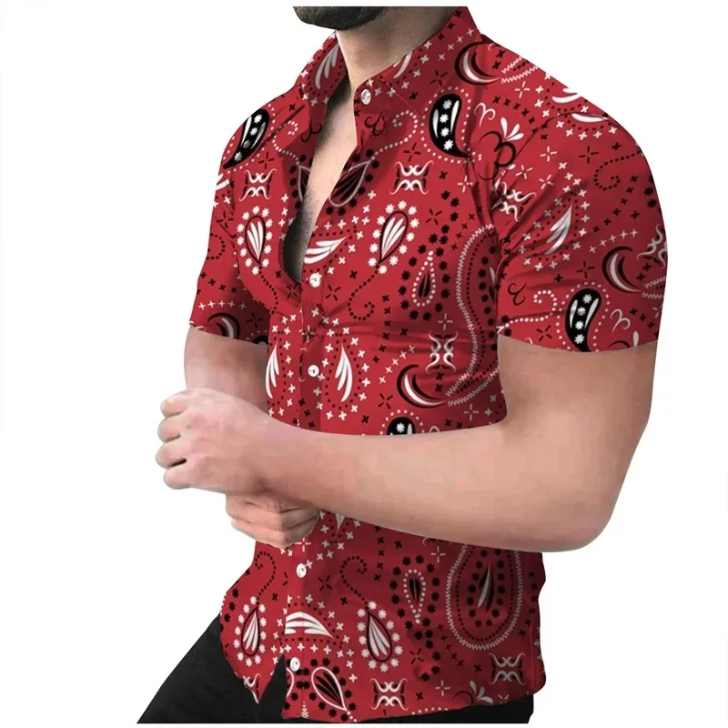 Luxury Pattern Hawalian Shirt Men Chain Snake Skin 3D Printed Aloha Shirts Casual Short Sleeve Vacation Beachwear Lapel Blouses