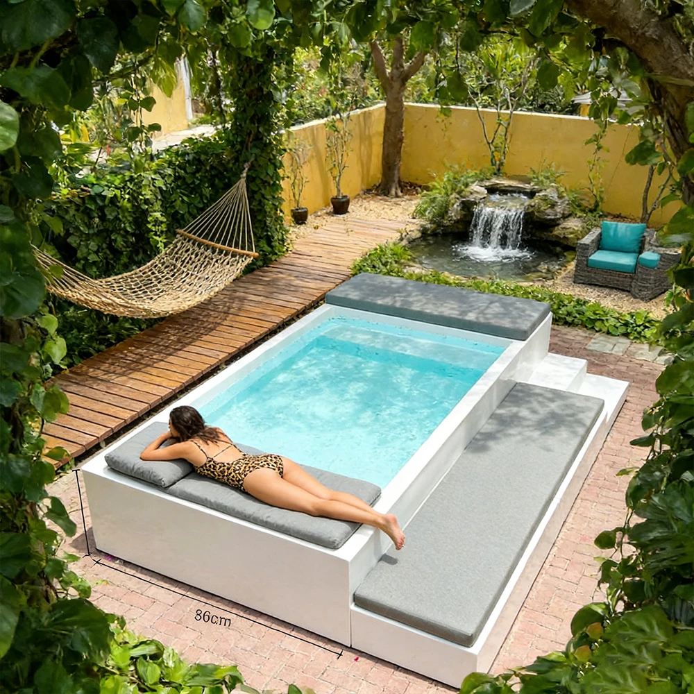 Cheap Small Family Price Swim Spa Pool Design Piscina Shell Piscine Fiberglass Above Ground Swimming Pool with Sofa