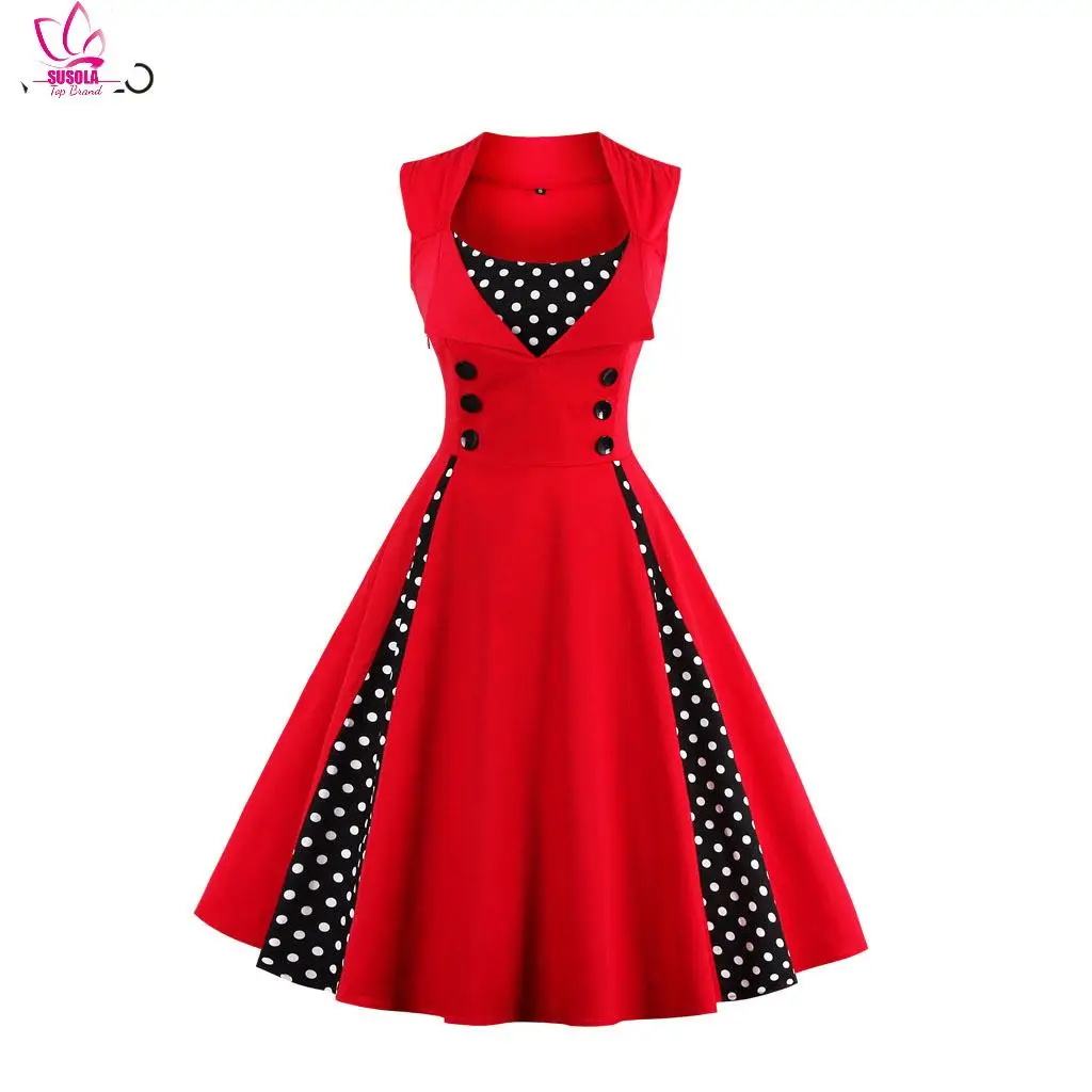 S-5XL Women Robe Retro Vintage Dress 50s 60s Rockabilly Dot Swing Pin Up Summer Party Dresses Elegant Tunic Vestidos Casual y2k