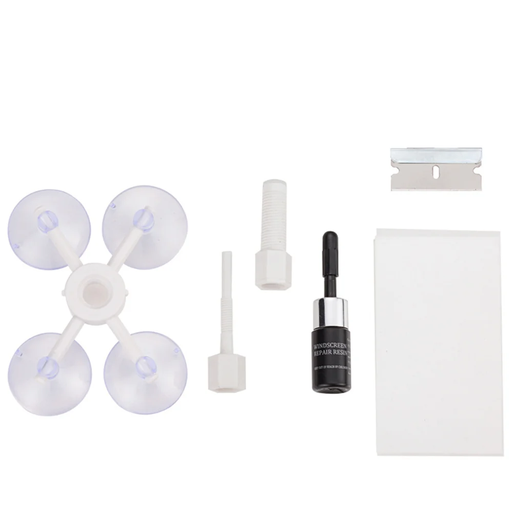 1 Set Auto Glass Repair Kit DIY Windshield Repair Kit Car Glass Repair Tool Set for Combination Cracks Half-Moon Cracks (Random