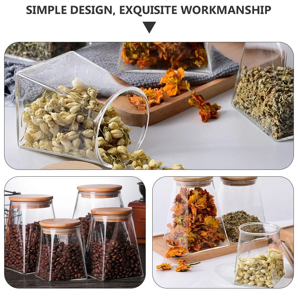 

2Pcs Moisture Proof Sealed Tea Jars Wooden Lid Storage Containers Household Food Grain Cereals Candy Storage Jars Practical