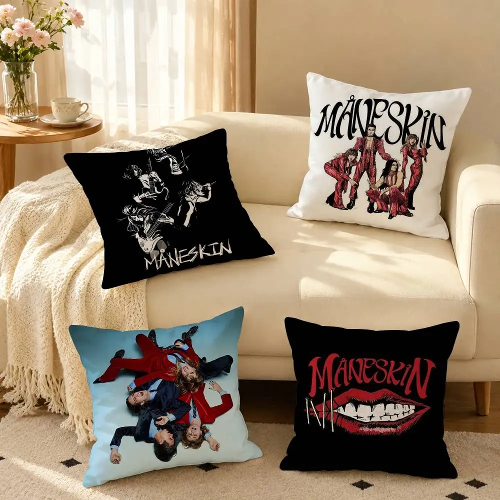 Rock Music Band M-Maneskin  Pillow Case Square Double-Sided Sofa Cushion Cover Bedroom Bedside Pillow