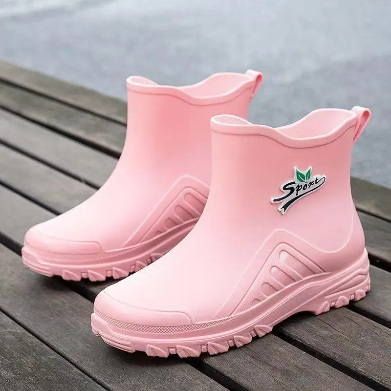 

Женские новые водонепроницаемые сапоги-полусапоги на толстой подошве с круглым носком, без застежек, нескользящие, со съемным хлопковым чехлом, для работы на улице