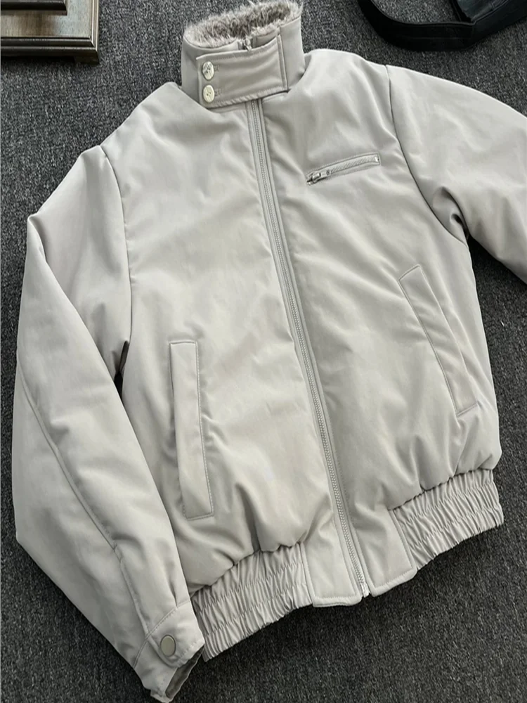 

Мужская утепленная стеганая куртка из хлопка в американском уличном стиле, свободного кроя, с воротником-стойкой, модная зимняя модель из ткани Оксфорд