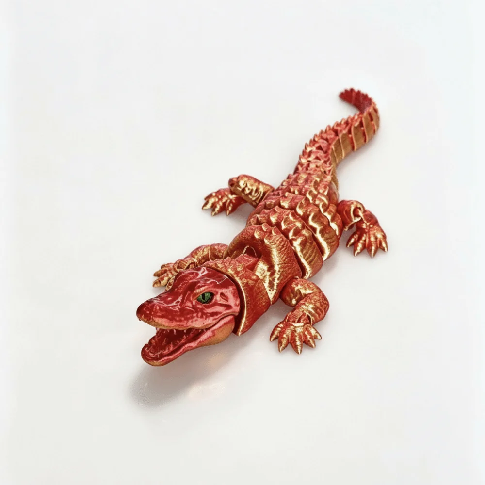 Creative 3D Printed Simulation Crocodile Model Multi-joint Moveable Crocodile Figure Model Rotatable Articulated