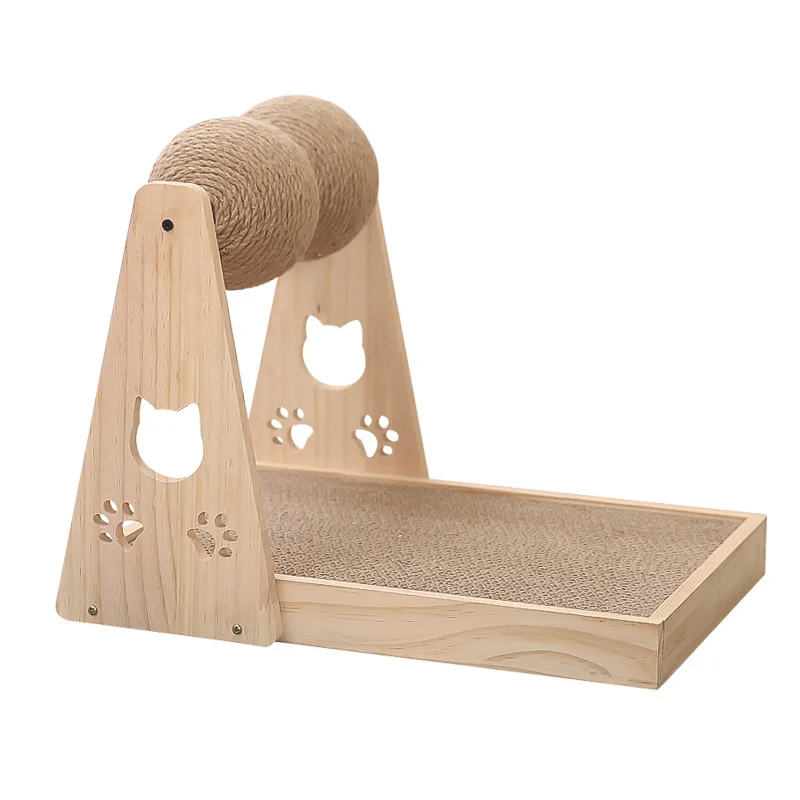 Sisal Ball Turntable Solid Wood Cat Scratching Board Cat Toys Grinding Scratching Teasing Cat Rubbing Itch All-in-one New Models