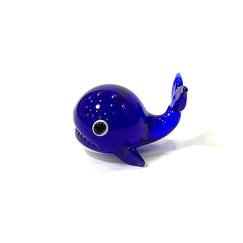 Mini Glas meeres tiere Statuette niedlichen Meeresfisch Delphin Tintenfisch Pinguin Kugelfisch Stachel rochen Walhai Fisch Krabbe Meeres schildkröte Elektrischer Aal Goldfisch Kaninchen Affen Ornamente – Detail 5