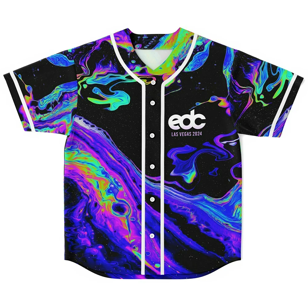 EDC Festival 2024 Merch Baseball Jersey Shirts V-Neck Short Sleeve Streetwear Women Men Fashion Clothes