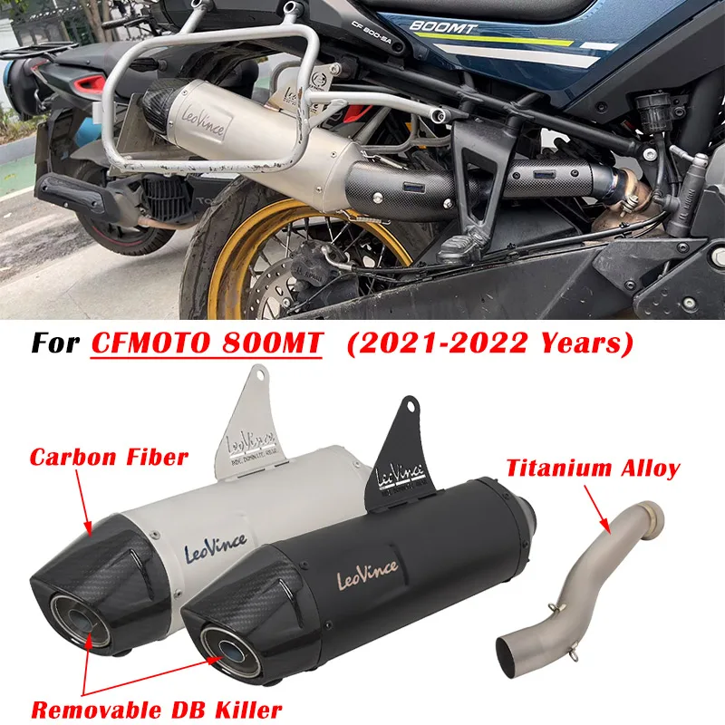 

Slip On For CFMOTO 800MT Motorcycle Exhaust Escape System Modified Carbon Fiber Muffler With Titanium Alloy Middle Link Pipe