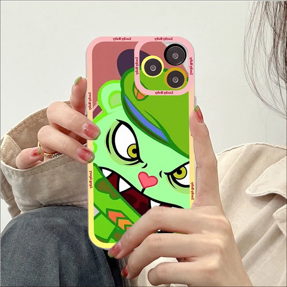 Cute Cartoon Happy tree friends Phone Case For iPhone 13 14 Pro Max XS XR 12 11 Pro 13 Mini 6 7 8 Plus Soft Clear Back Cover