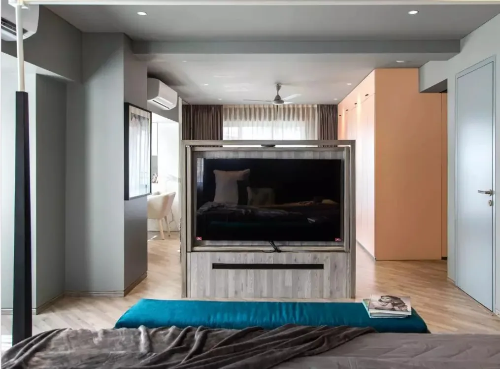 360° Rotating TV Cabinet Stand Heavy Duty Height Adjustable 80-100cm for 26-72" TVs Partition Wall Cold Rolled Steel
