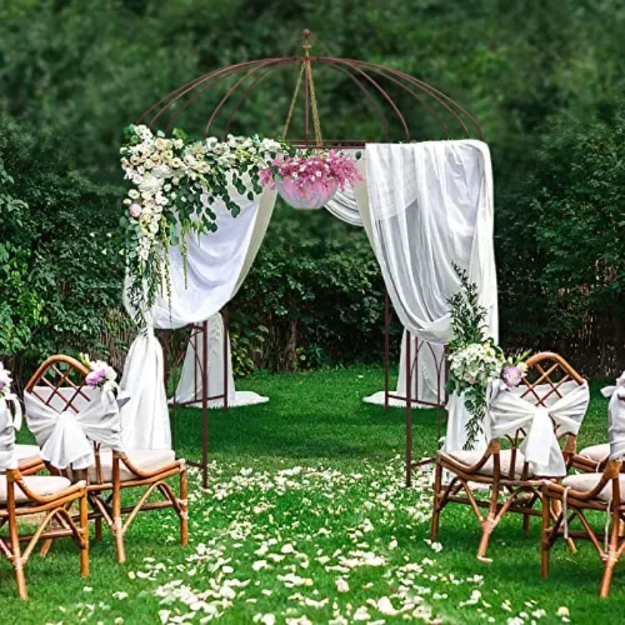 Birdcage Shape Garden Arch 8.4 H x 7 W Pergola Pavilion Arch for Clim Plants French Style Gazebo with 16 Ground Stakes Outdoor