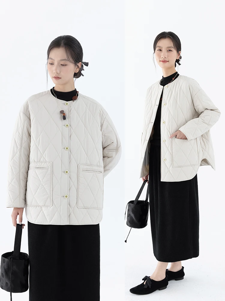 

New Le Collection Spring Lightweight Casual irt Bla Rice Two Colors erry Cotton Button up Coat Artistic Loose Fit