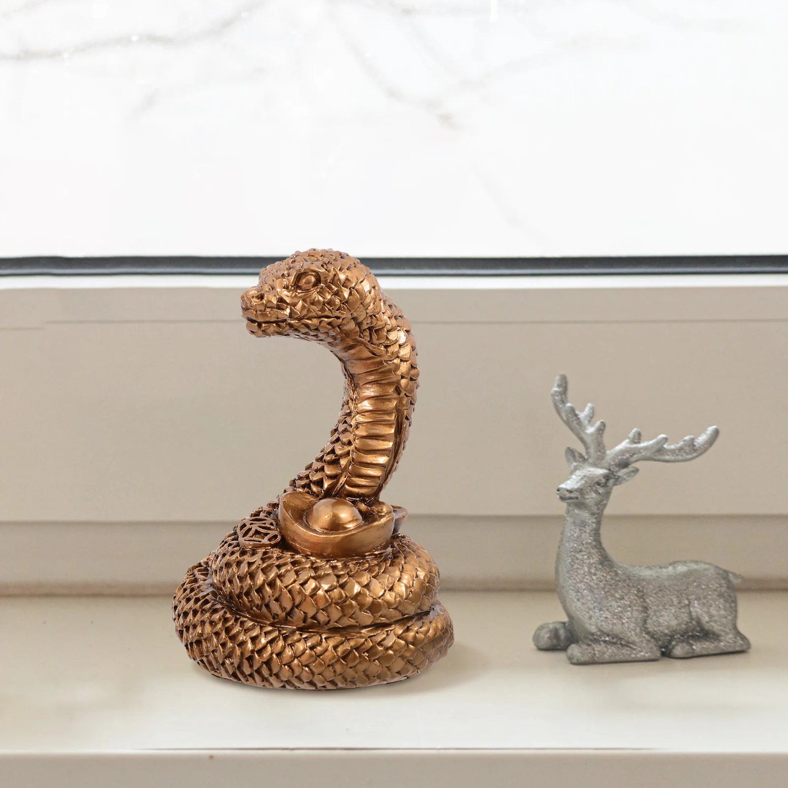 

Desktop Decoration Small Resin Snake Statue Realistic Animal Ornament for Home Garden Yard Supplies Resin Snake Statue