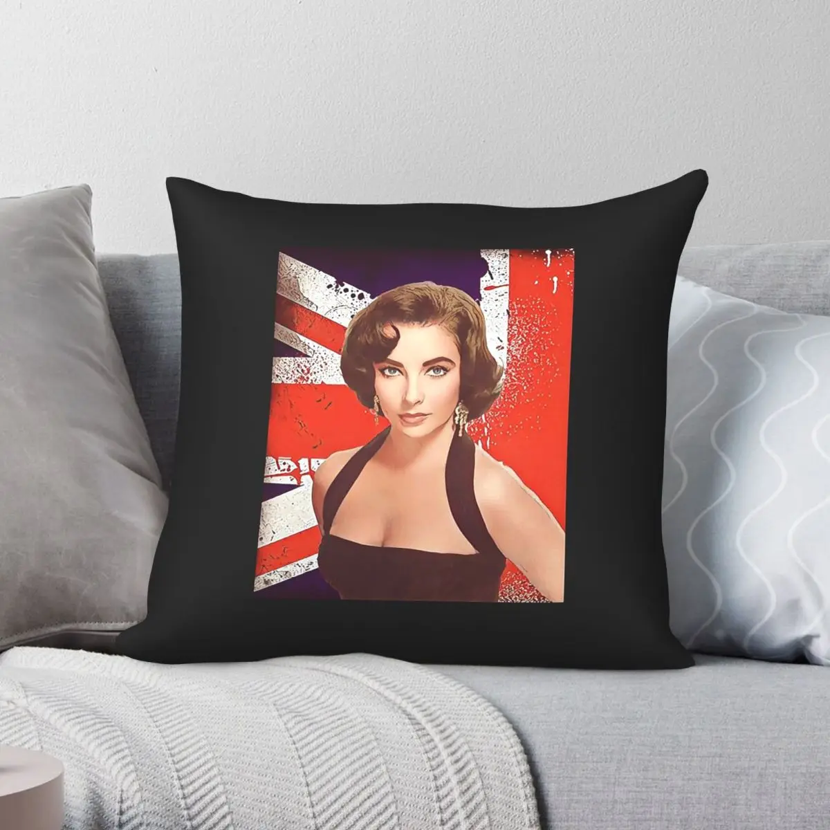 Elizabeth Taylor Actress Square Pillowcase Polyester Linen Velvet Printed Zip Decorative Pillow Case Home Cushion Cover 45x45