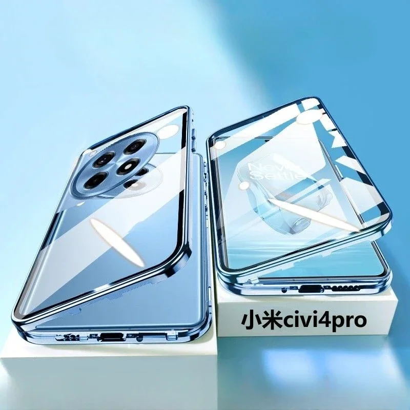 

Double-sided Glass Shockproof Case for Xiaomi Civi 4 Pro Magnetic Case 360° Full Protection Back Cover Civi4 4Pro Shell
