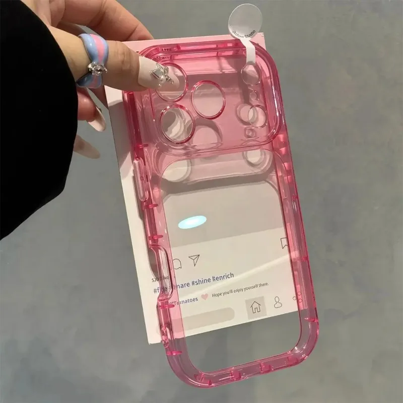 INS Candy Puff Klare Glänzende Weiche Kante Harte Rückseite Handyhülle für iPhone 18 Pro Max 17 16 15 14 12 13 Transparente Stoßfeste Hülle