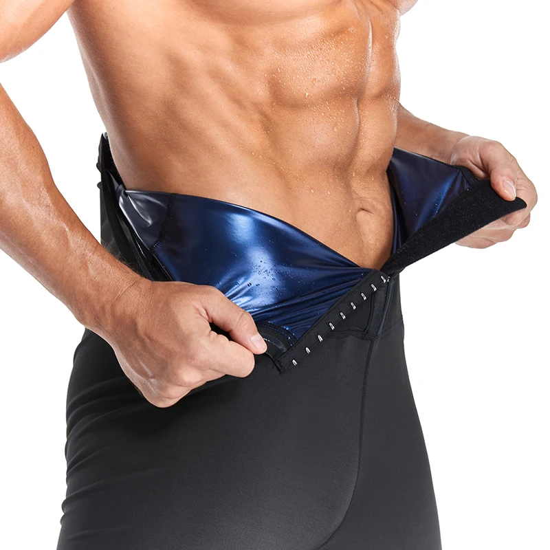 Men Neoprene Sauna Sweat Pants High Waist Hooks Slimming Body Shaper for Weight Loss Thermo Leggings Workout Pants