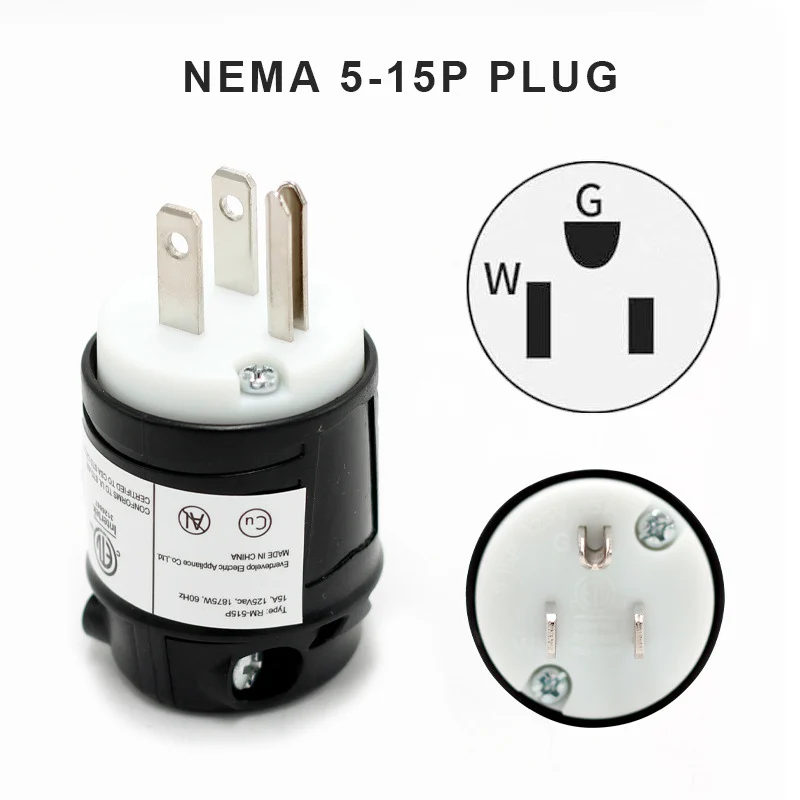 NEMA 5-15R RM 15A 125V American standard three-pole male and female plug and socket assembly industrial outdoor power connector