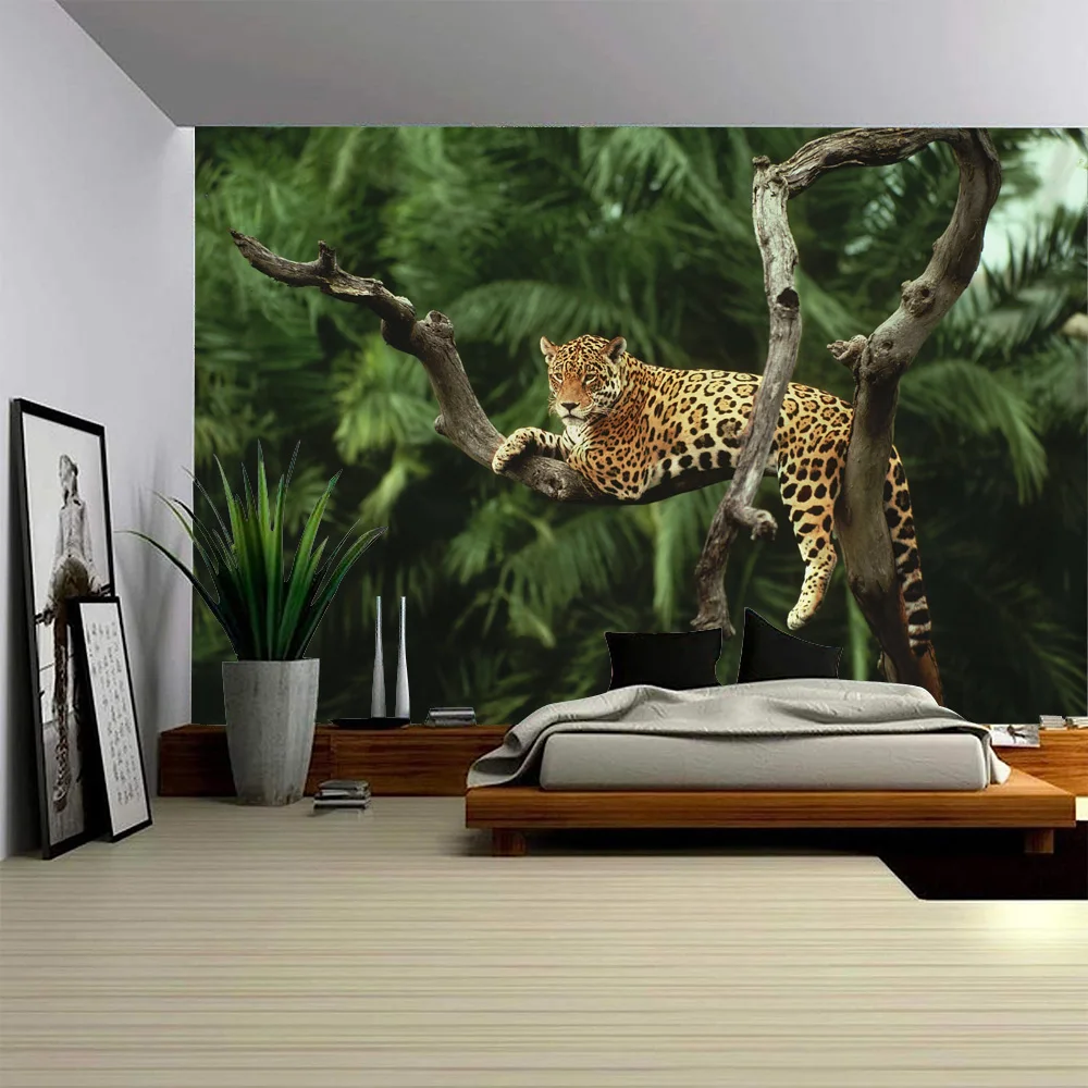 

Forest animal tapestry room decoration wall hanging cloth psychedelic hippie lion wolf tiger leopard art background cloth