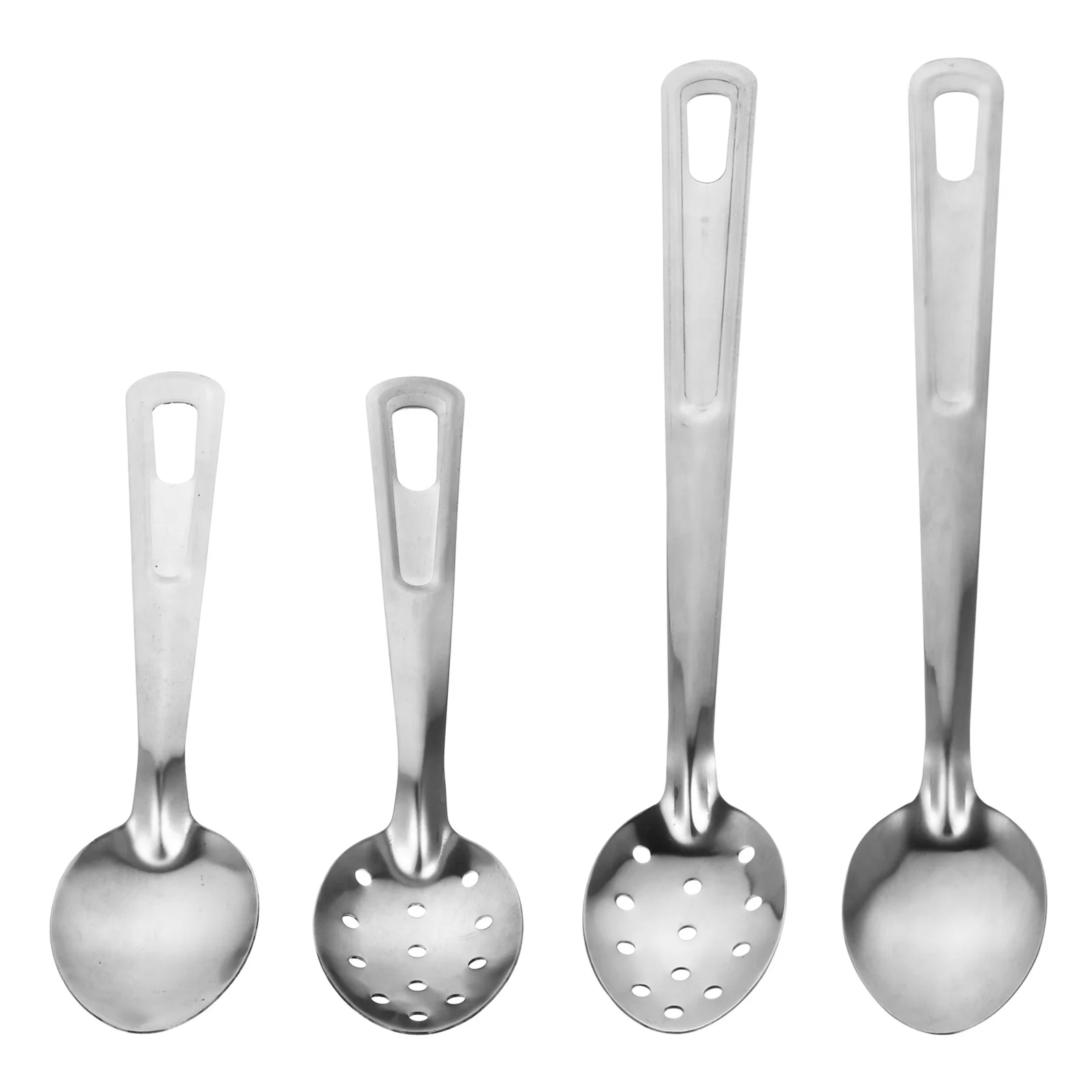 

4pcs 1 Set Stainless Steel Colander Spoons Rustproof Kitchen Tools For Home Restaurant Hot Pot Shop Housewarming Gift Silver
