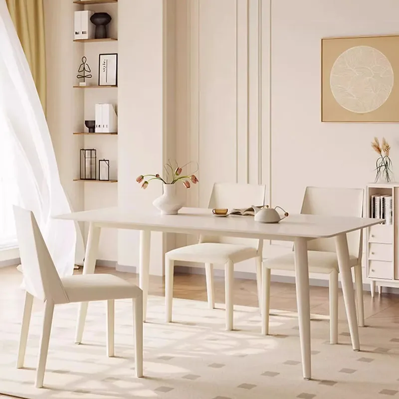 Modern Restaurant Dining Table 4 Chairs Elegant Patio White Trendy Desserts Coffee Table Outdoor Kitchen Salontafel Room Decor