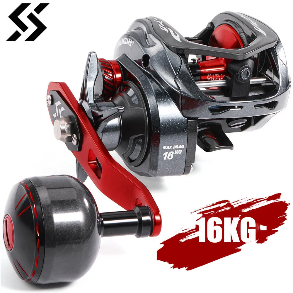 Sougayilang CDS 400 Baitcasting Reel 6.5:1 Gear Ratio 9+1 BB Carbon Fiber Body Max Drag 16KG Single Power Handle Fishing Reel