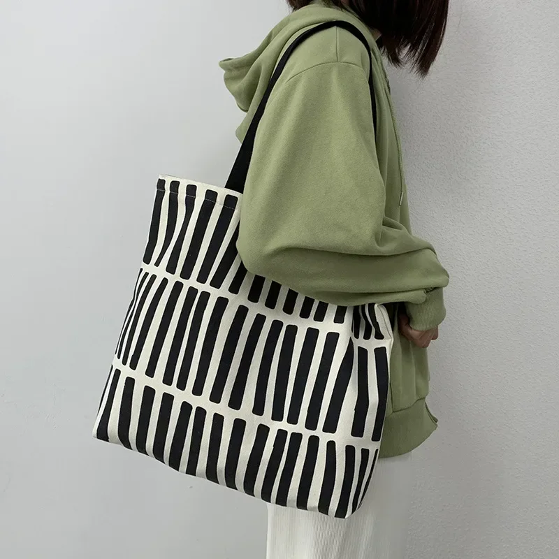 

Canvas Tote Bag Women Fashion Korean Cotton Cloth Eco Reusable Shopping Bags Large Ladies Shoulder Shopper Bag Student Handbags