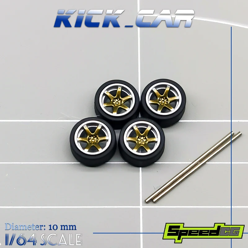 SpeedCG-ruedas ABS 1/64 con goma tipo L, piezas modificadas, diámetro de 10mm, para vehículo de carreras, modelo de coche de juguete, Hotwheels