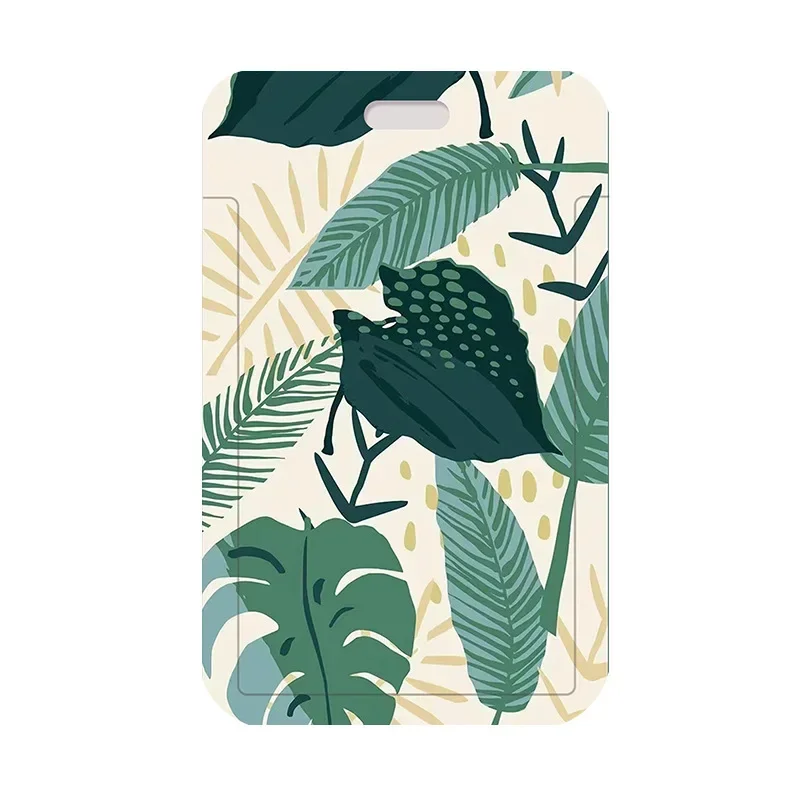 Folhas estampadas capa de cartão de crédito com cordão de plástico proteção de estudante identificação de negócios nome crachá porta-cartão sacos