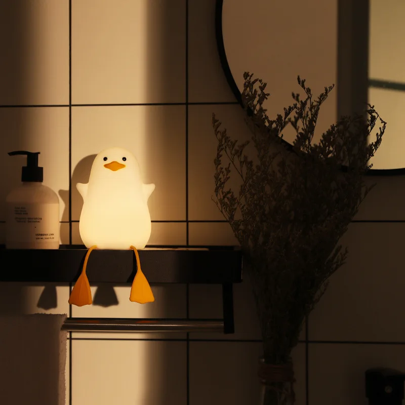 Small gull duck night light lying flat duck silicone pat lamp bedroom light timing desk lamp charging ambient light