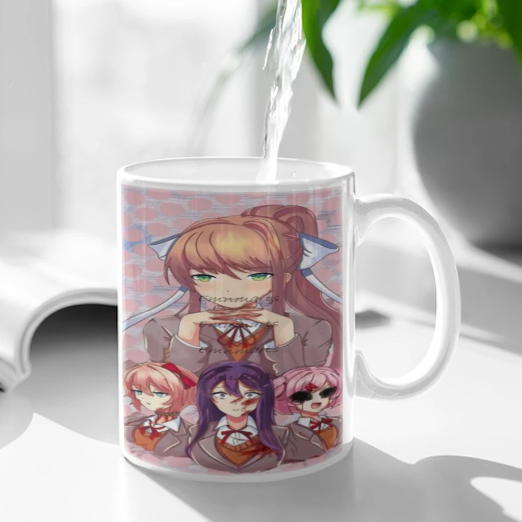 DDLC D-Doki L-Literature Ceramic Cup Coffee Oatmeal Breakfast Cup Creative Personality Mug