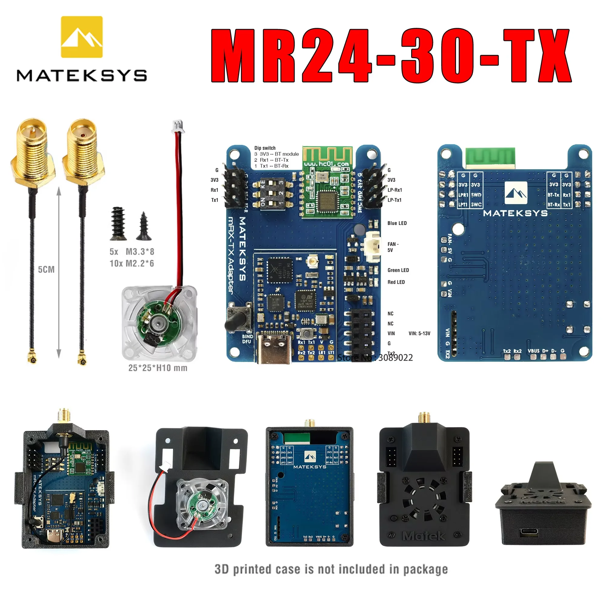 MATEK MATEKSYS MR24-30-TX MLRS MAVLINK 2.4GHZ TX MODULE KIT 2.4G LoRa 30 dBm RF Power For RC FPV Long Range Drones