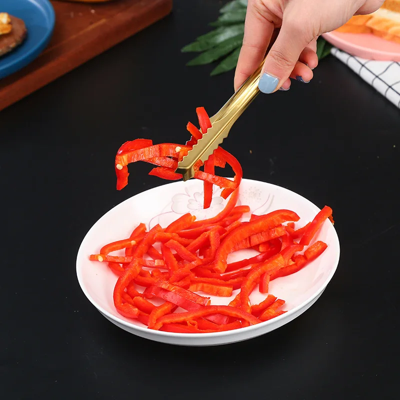 Dropshipping Stainless Steel Non-stick BBQ Tongs Smart Pastry Grill Meat Kitchen Clip Accessories Cooking Clamp Gold/Silver