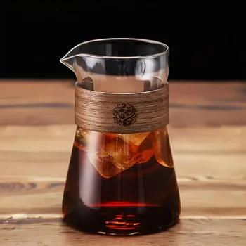 17oz/500ml Glass Coffee Pot Carafe with Wood Heat-Resistant Layer, High Borosilicate…