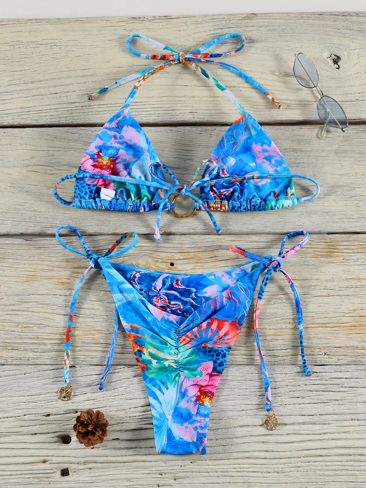 Sea style Bikinis Print Triangle Swimwear Women's Swimsuit 2025 Sexy Bathing Suit Bandage Biquini 2-Pieces Beachwear Summer