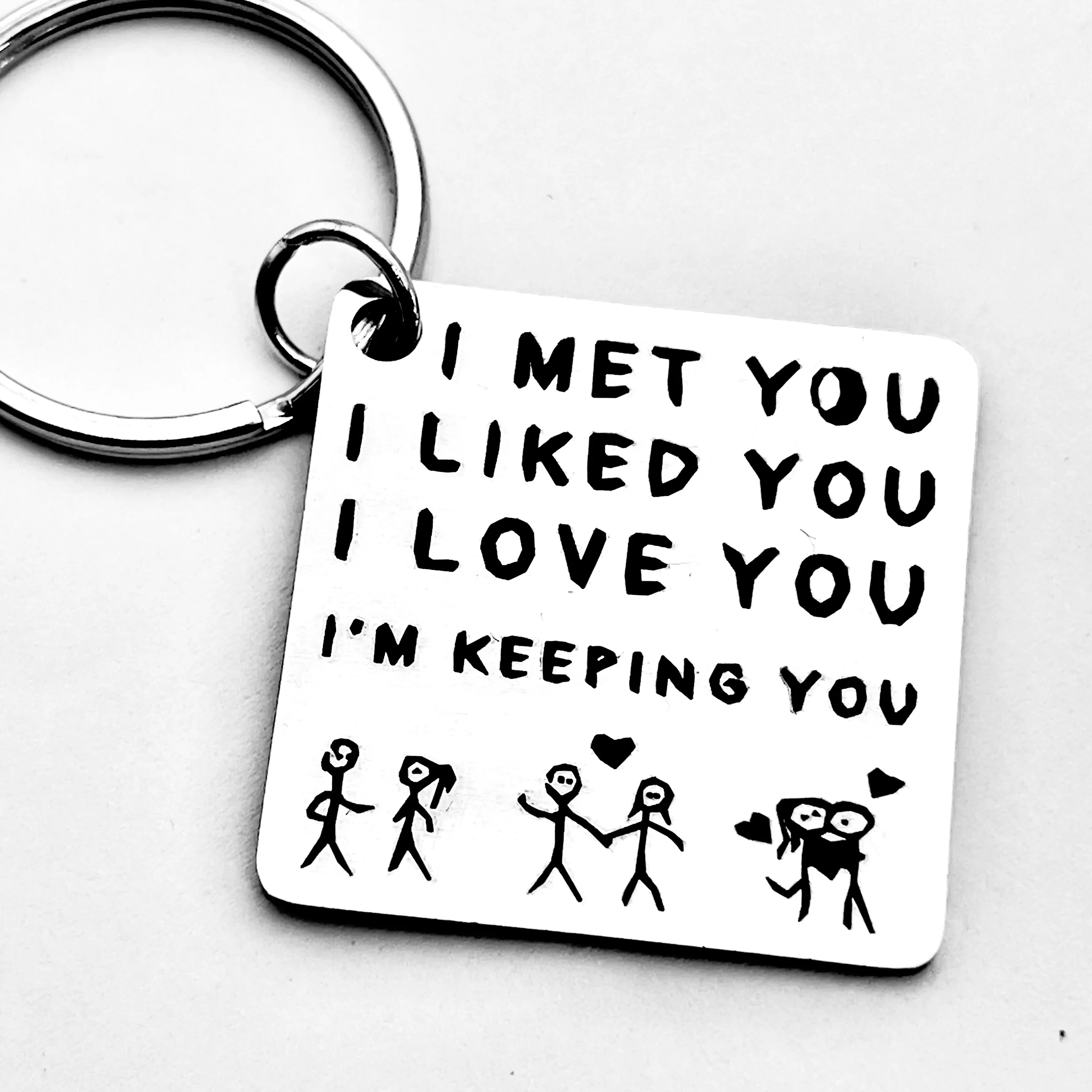 1 couple creative keychain, meet you, like you, keep you, love quote Valentine's Day, couple anniversary, boyfriend girlfriend