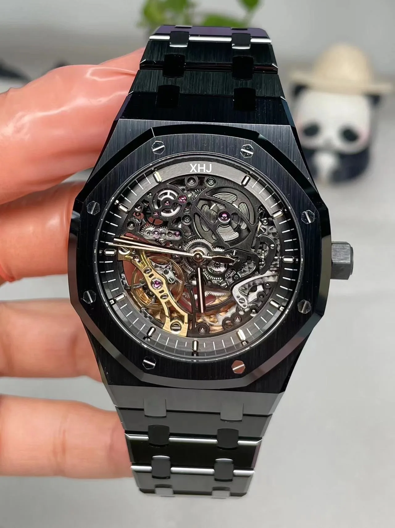 Luxury XHJ AP 15416CE Black Ceramic Skeleton Openworked Men's Watch The Best Manual Mechanical A3132 Movement 36 Months Warranty