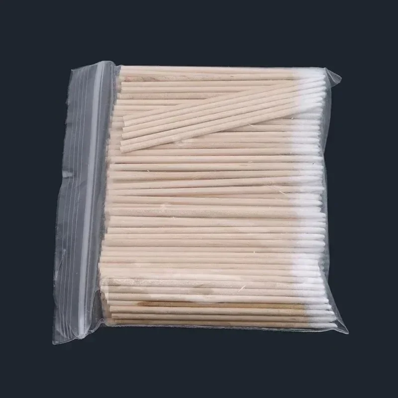 100/300/500pc Wooden Tip Cotton Stick Disposable Cotton Swab Multi-function Single Head Degreased Cotton Swab Tattoo Accessories