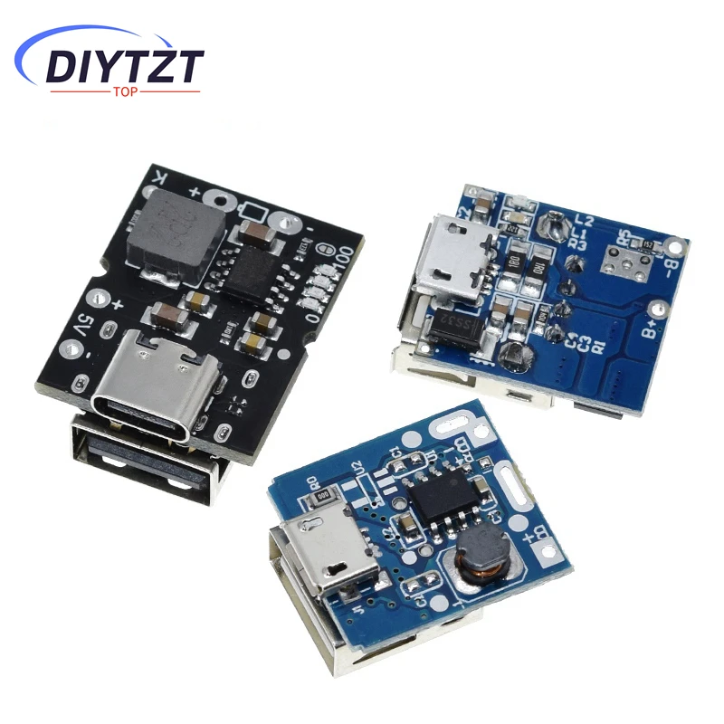 DIYTZT USB-C/Micro USB 5V 1A 2A 3,1A Mobile Power Bank Motherboard Boost Converter Step-Up Power Modul mit Reverse Schutz