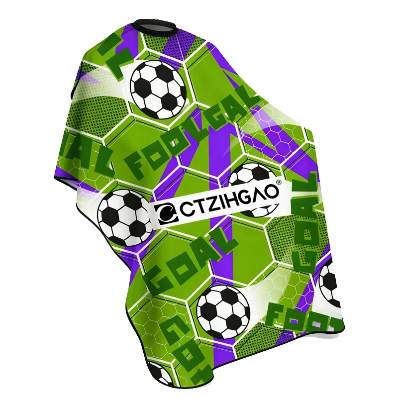 Professional Barber Cape Football Soccer Pattern Hair Cutting Cape Salon Hairdressing Gown, Waterproof Barber Shop Haircut Cloth