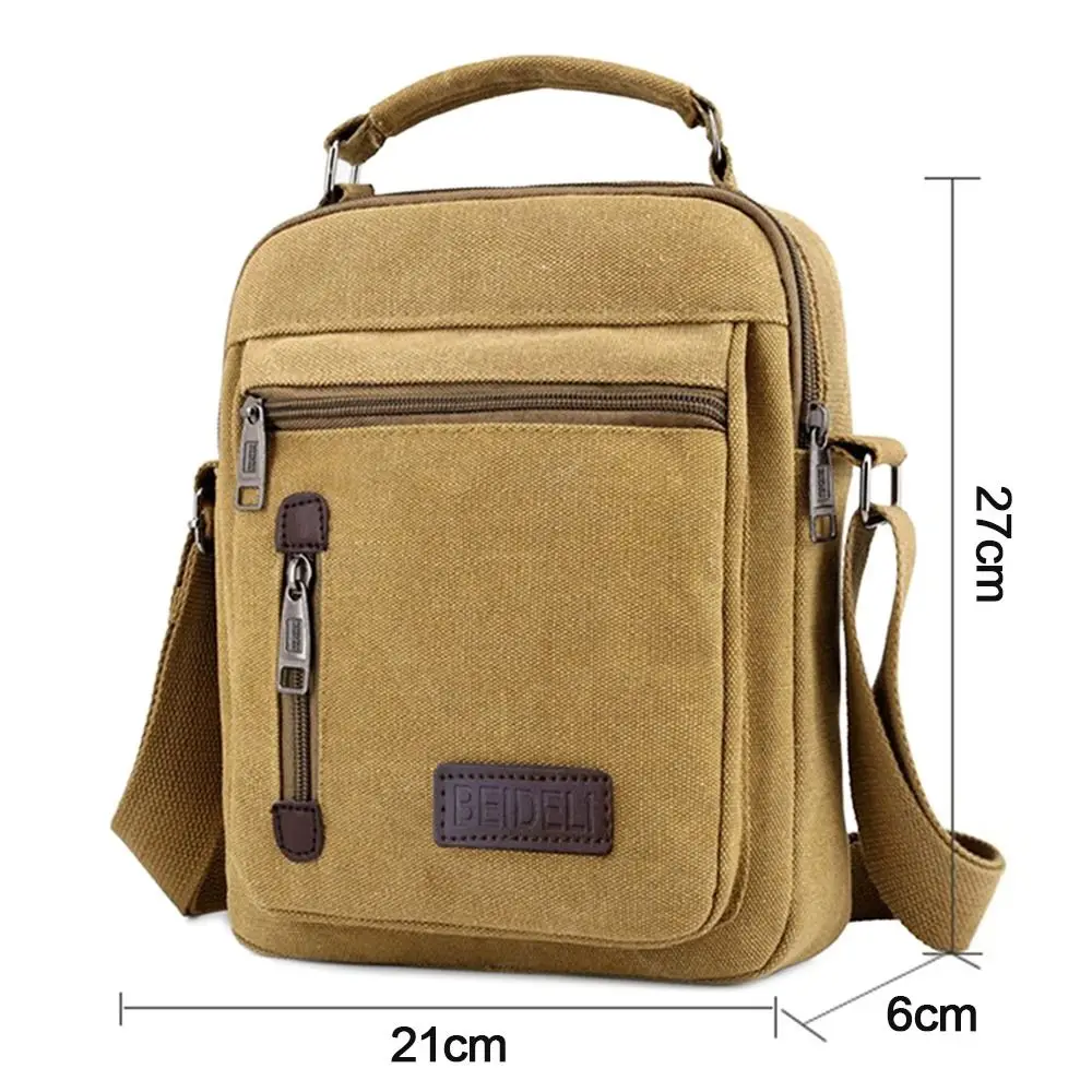 Creative Canvas Men Shoulder Bags Tote Wear-resistant Travel Crossbody Bag Large Capacity Multi Pockets Tool Satchel Bag 6