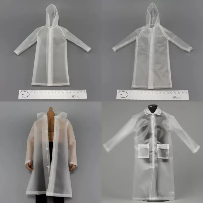 1/6 Scale Toys Soldier Transparent Raincoat Jacket Clothes Model Props Accessory Fit 12'' Action Figures Body Doll