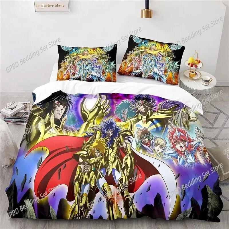 Anime Saint Seiya 3D Bedding Set Duvet Cover Pillowcases Single Twin Full Queen King Size Home Decor Quilt Boys Gift Quilt Cover