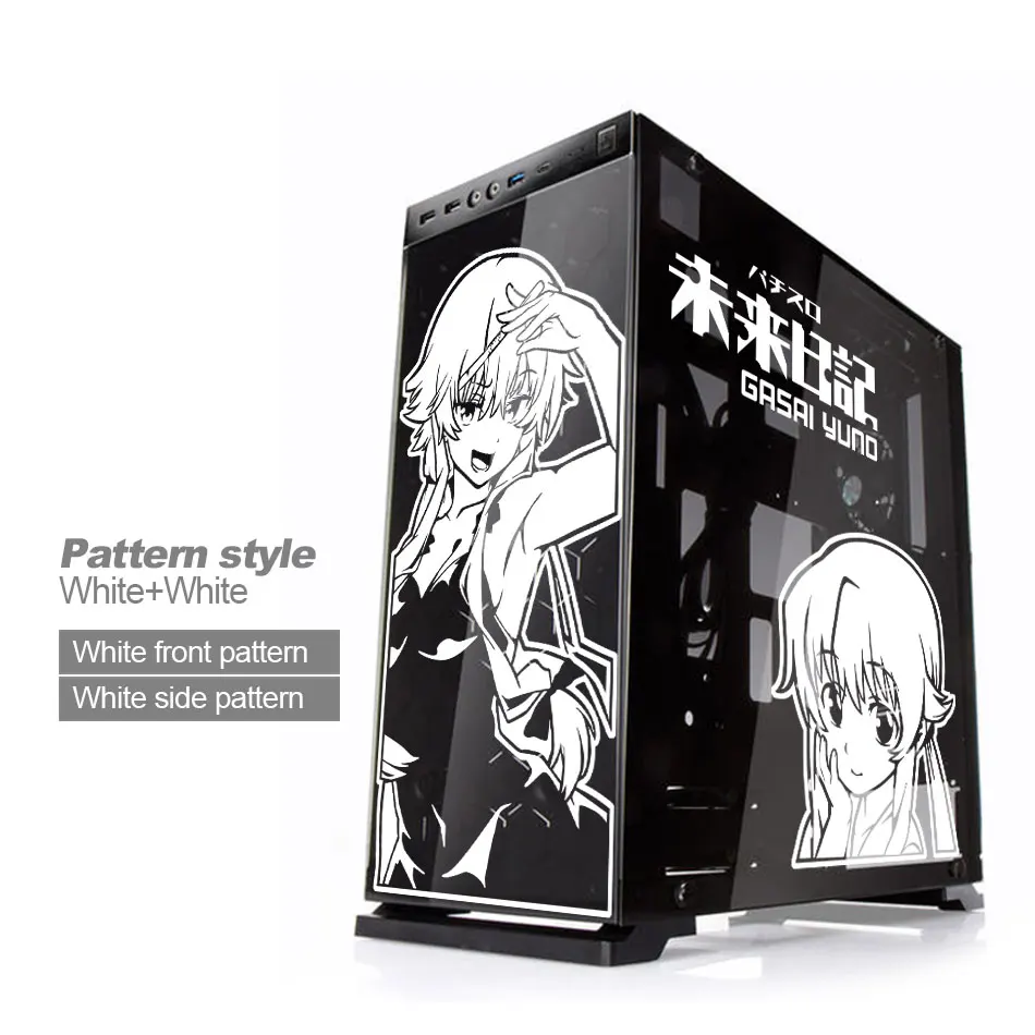 Future Diary Anime Stickers for Atx PC Case,Cartoon Decor Vinyl Decals for Gaming Computer Chassis Skin,Waterproof