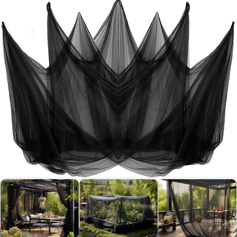 DIY 2.4m Outdoor Gazebo Mosquito Screen Sheer Mesh Netting Pergola Canopy Curtain Garden Insect Repellent Net